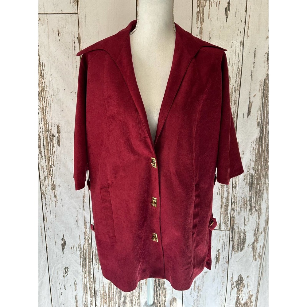 MJ Seattle 80's Deep Red Bat Wing Jacket Vintage Suede Feel